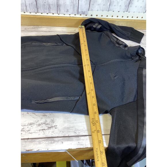 Adidas Women’s Track Black Jacket with Three Stripes on Shoulders Size Small - Picture 3 of 6